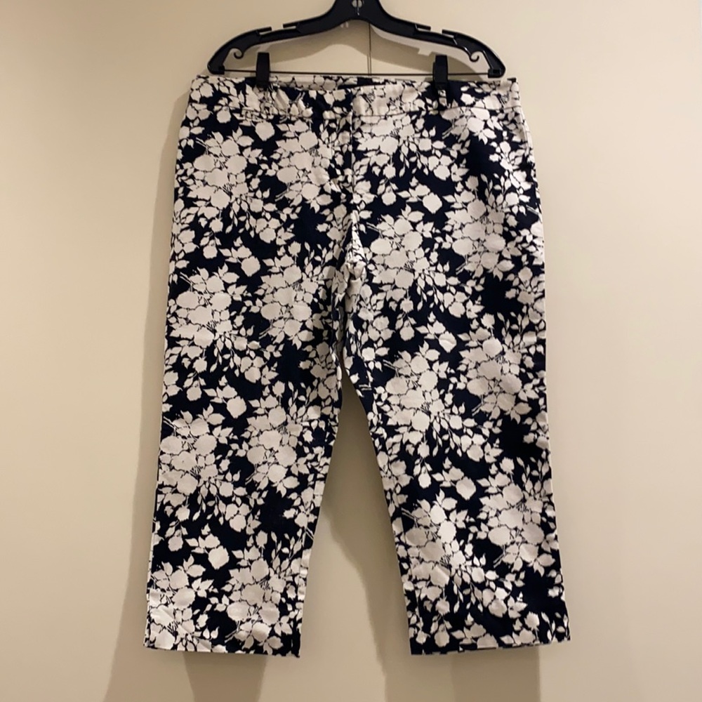 Talbots Cropped Pants 16 Petite Floral Print